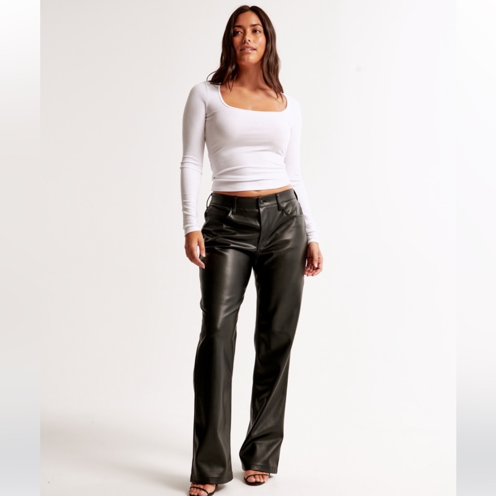 Abercrombie & Fitch Curve Love Vegan Leather Low Rise Baggy Pant